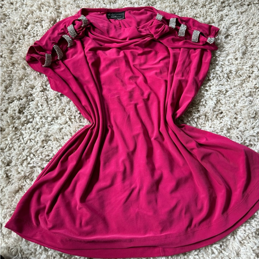Dress Barn collection, hot pink bling rhinestone evening, going out blou…